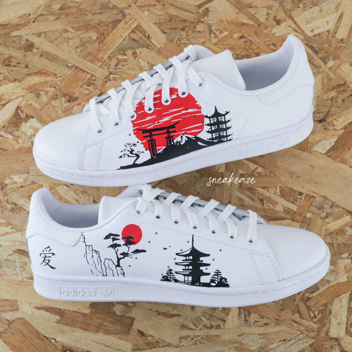 Custom Adidas White Japanese LAndscape Theme