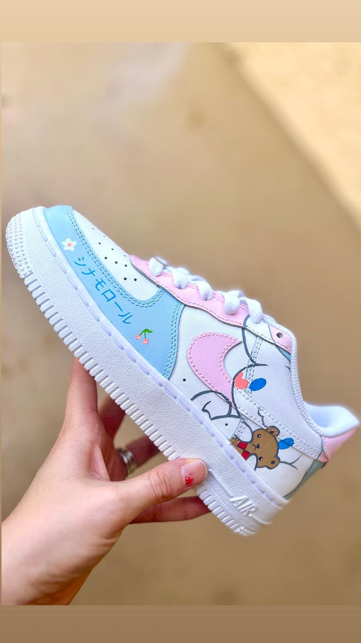 Custom Air Force 1 Baby Blue Baby Pink Cinnamoroll Design