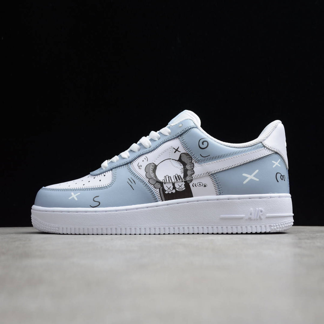 Custom Air Force 1 Baby Blue With Cartoon Patterns