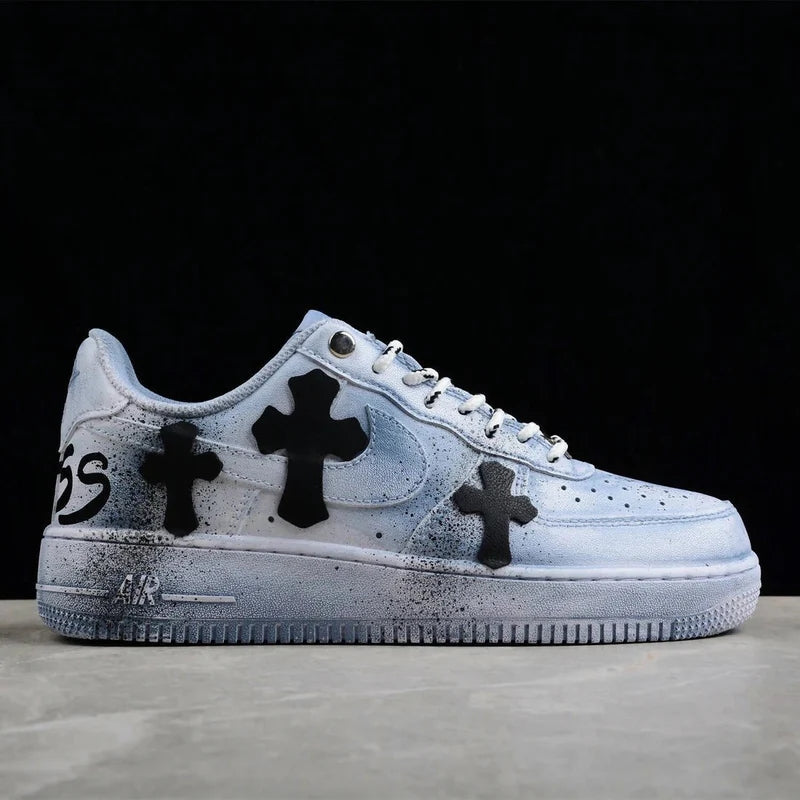 Custom Air Force 1 Baby Blue with Cross Patterns