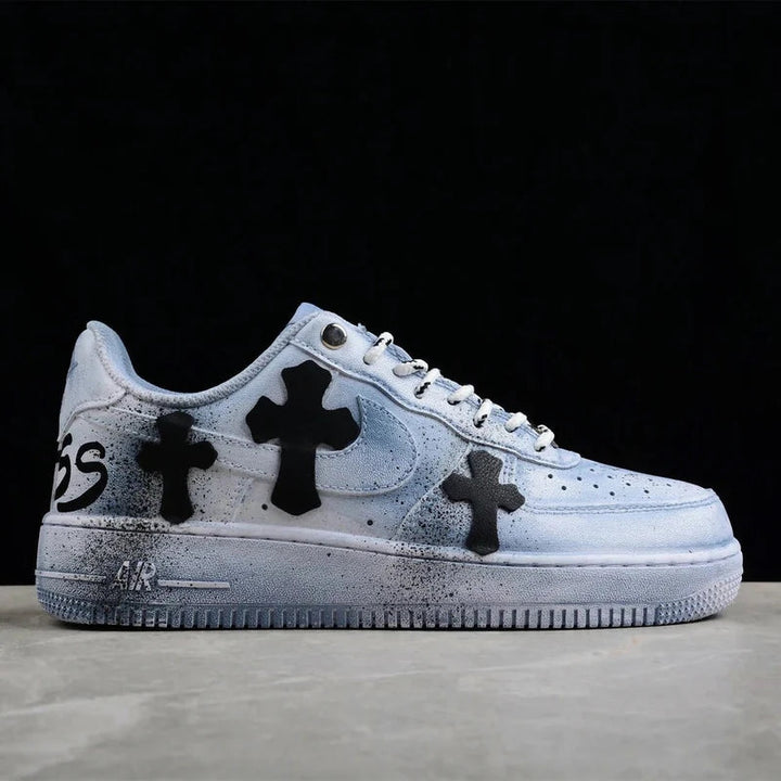Custom Air Force 1 Baby Blue with Cross Patterns