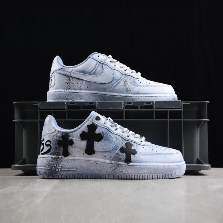 Custom Air Force 1 Baby Blue with Cross Patterns