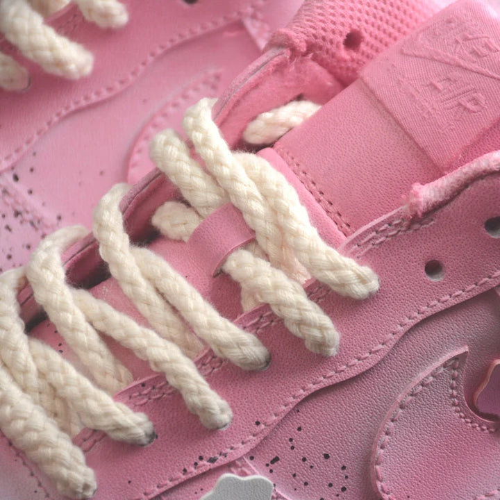 Custom Air Force 1 Baby Pink with Crosses and Splatter Design