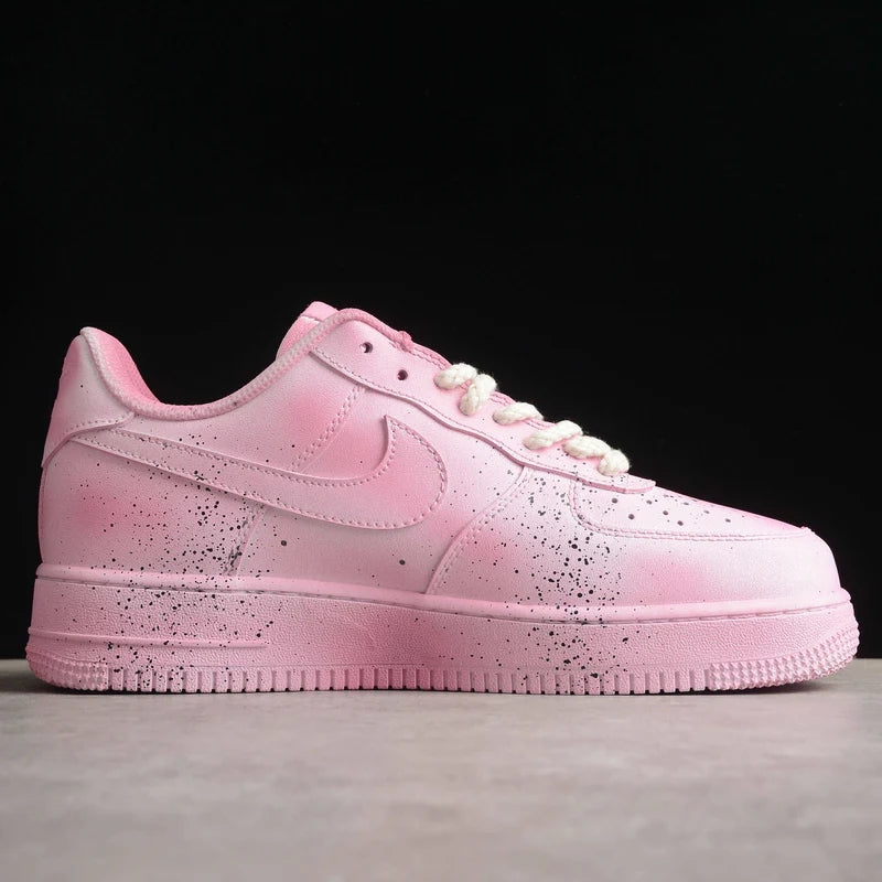Custom Air Force 1 Baby Pink with Crosses and Splatter Design