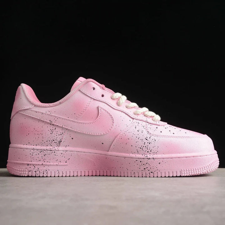 Custom Air Force 1 Baby Pink with Crosses and Splatter Design