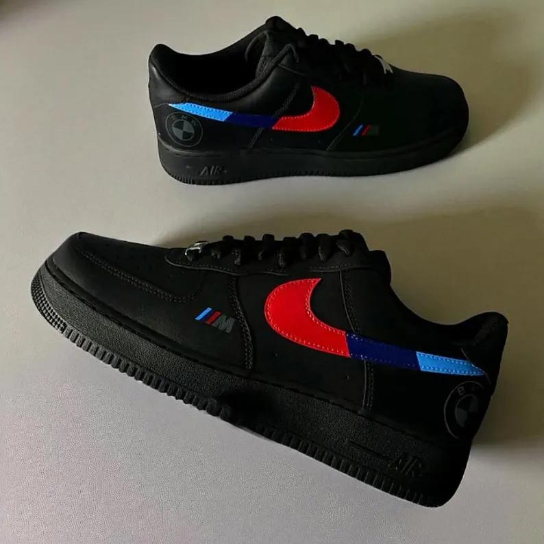 Custom Air Force 1 Black BMW M Stripes Logo