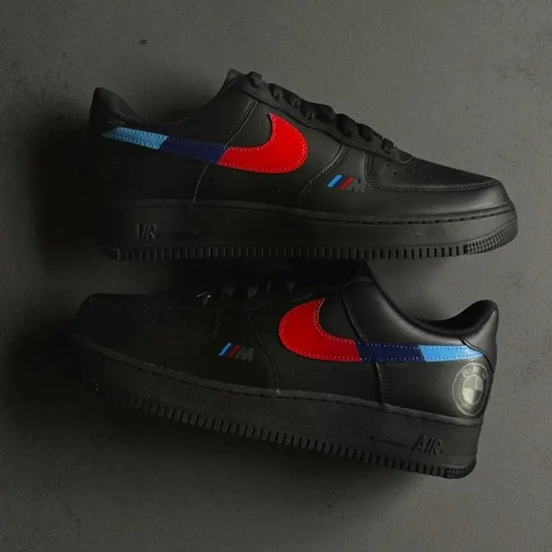 Custom Air Force 1 Black BMW M Stripes Logo