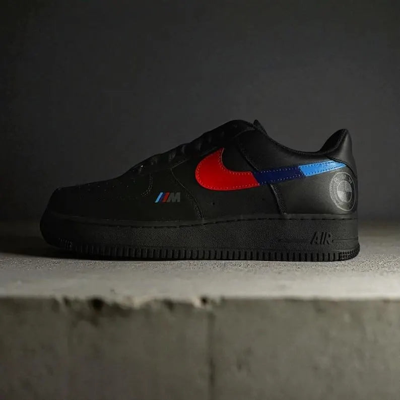 Custom Air Force 1 Black BMW M Stripes Logo