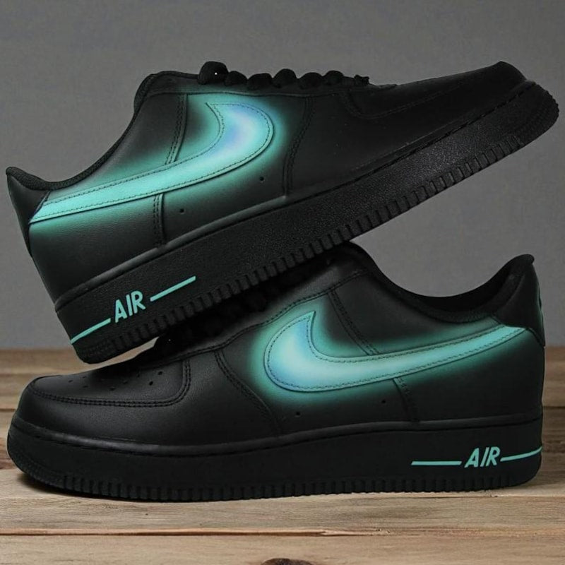 Custom Air Force 1 Black Glow in The Dark