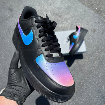 Custom Air Force 1 Black With Blue And Pink Gradient