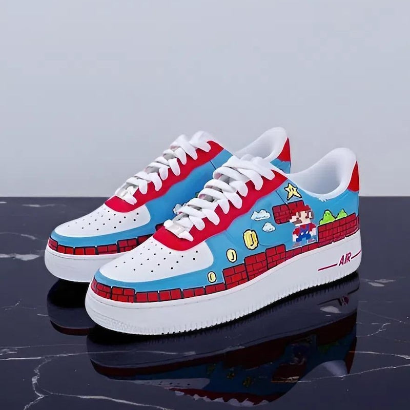 Custom Air Force 1 Blue Red Mario Theme