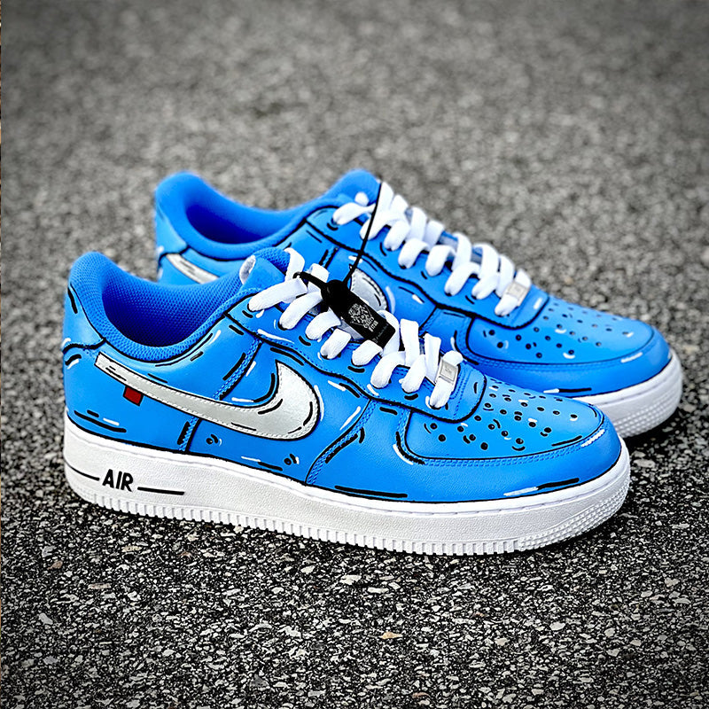 Custom Air Force 1 Blue With Cartoon