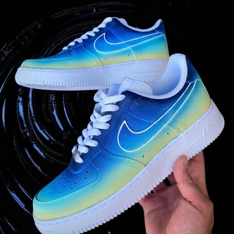 Custom Air Force 1 Blue Yellow Gradient
