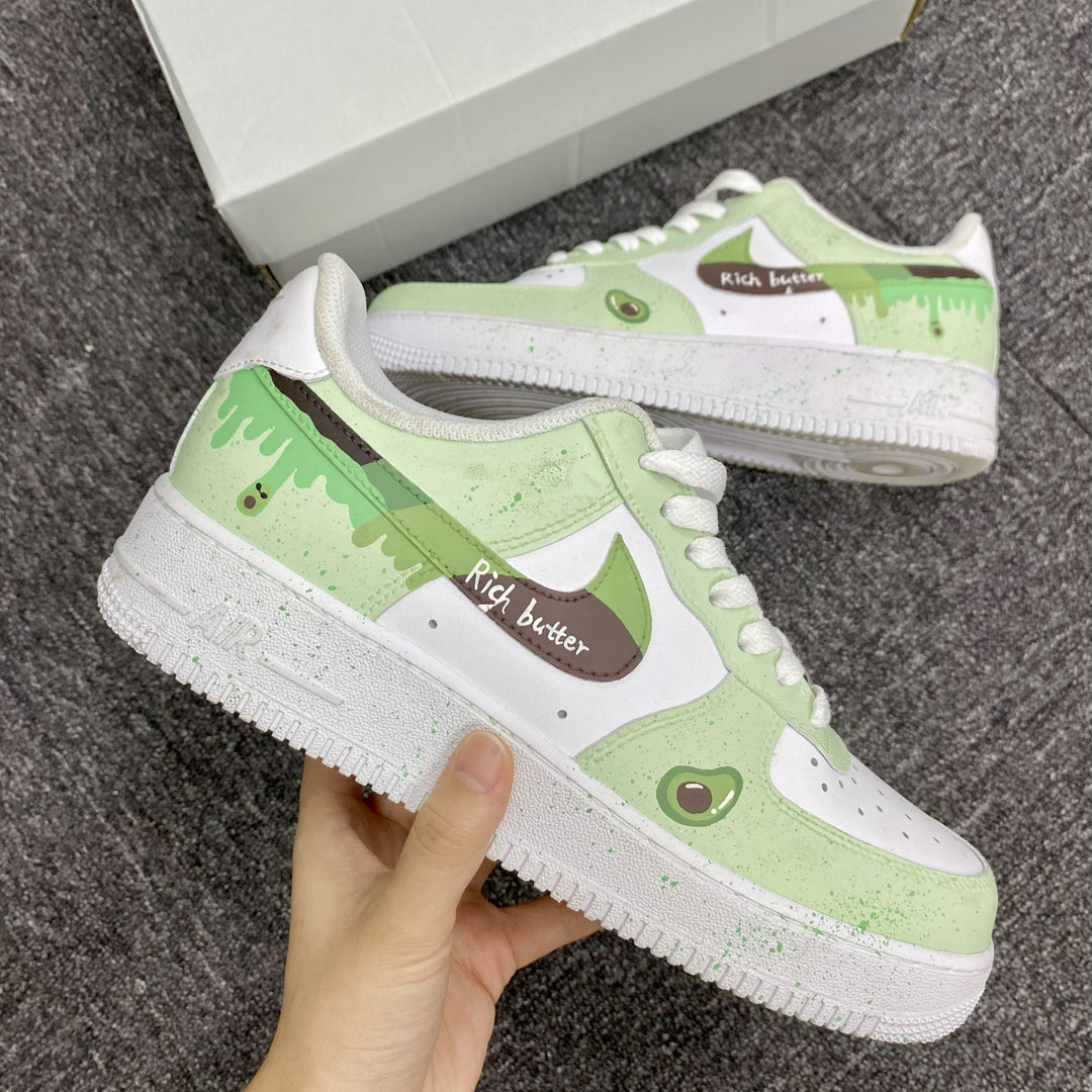Custom Air Force 1 Light Green And White With Avocado Dripping