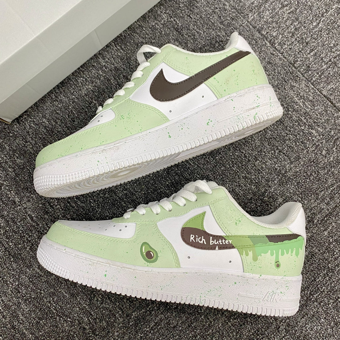 Custom Air Force 1 Light Green And White With Avocado Dripping