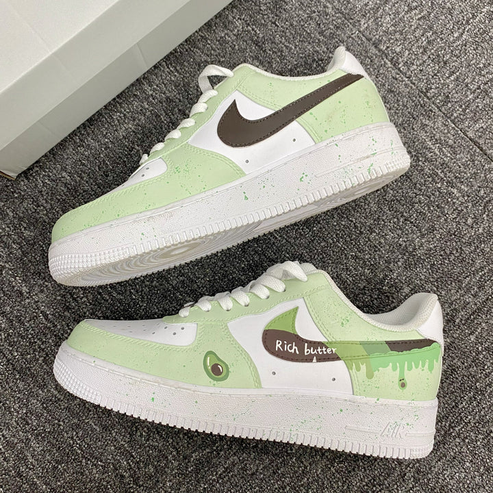 Custom Air Force 1 Light Green And White With Avocado Dripping