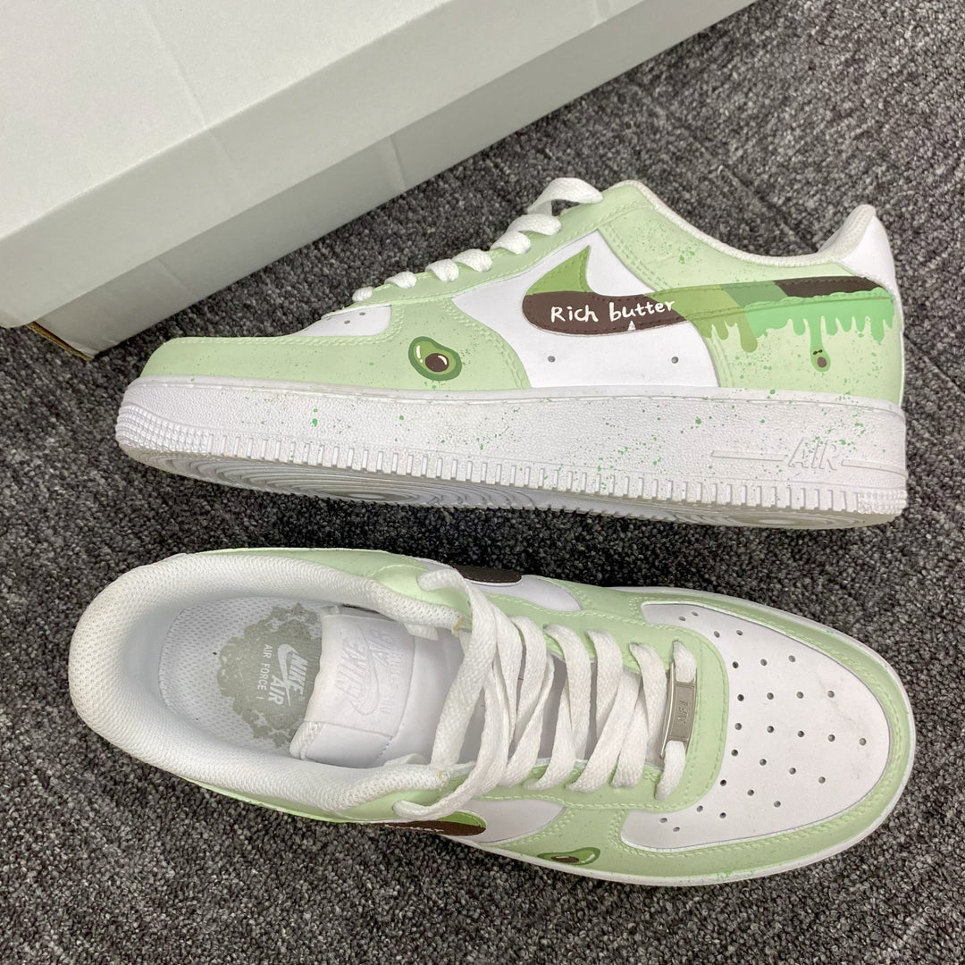 Custom Air Force 1 Light Green And White With Avocado Dripping