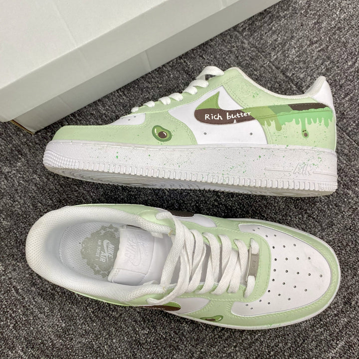Custom Air Force 1 Light Green And White With Avocado Dripping