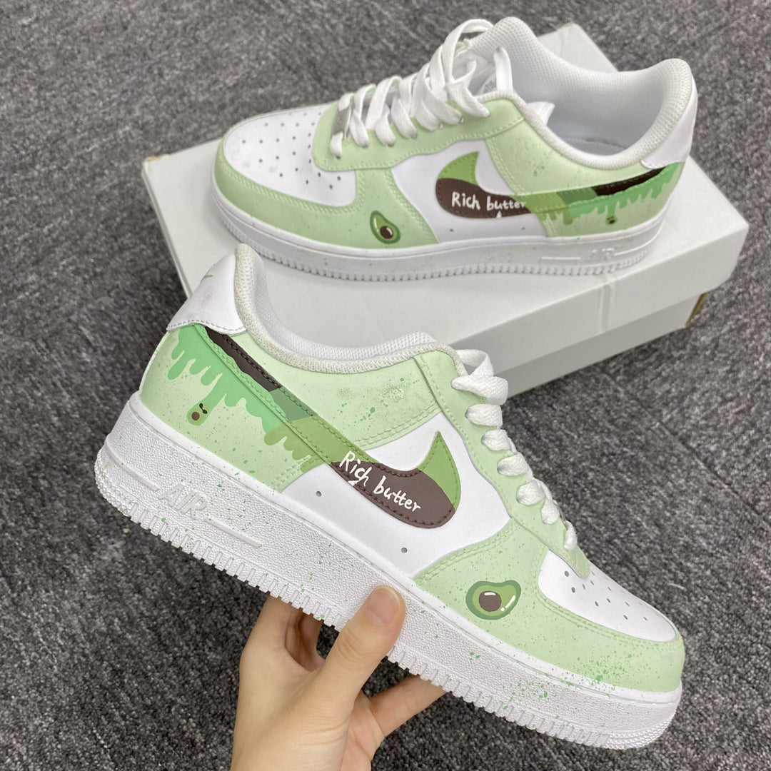 Custom Air Force 1 Light Green And White With Avocado Dripping