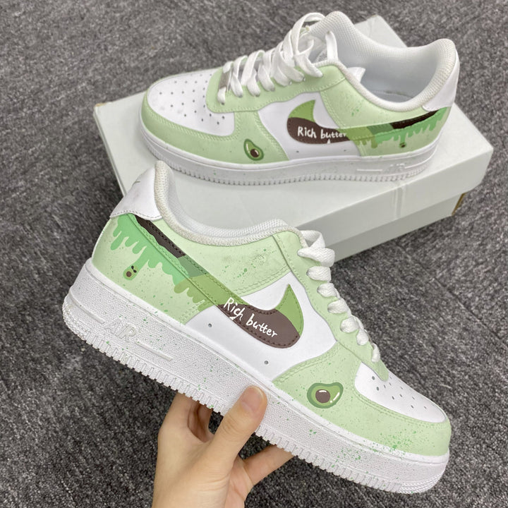 Custom Air Force 1 Light Green And White With Avocado Dripping