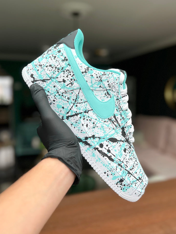 Custom Air Force 1 Mint Green Splash Pattern