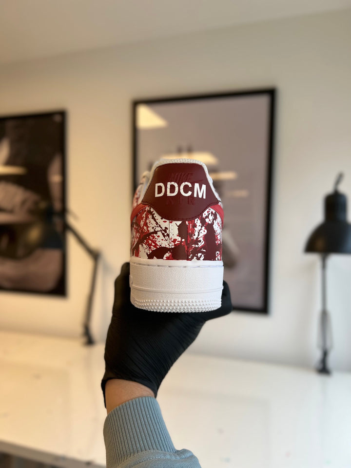 Custom Air Force 1 Red White Splatter Pattern