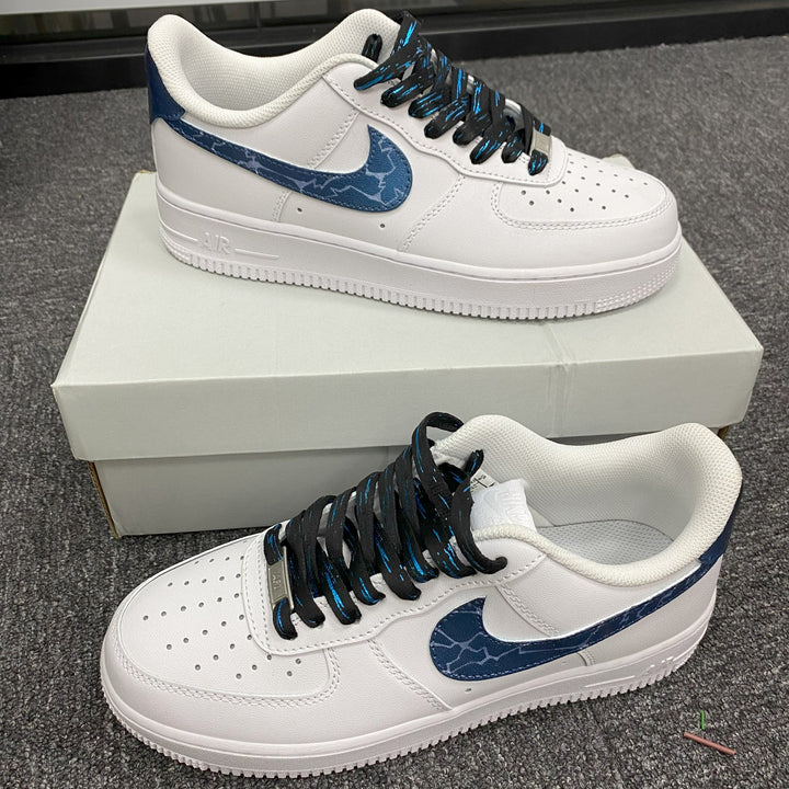 Custom Air Force 1 White And Blue With Cracked
