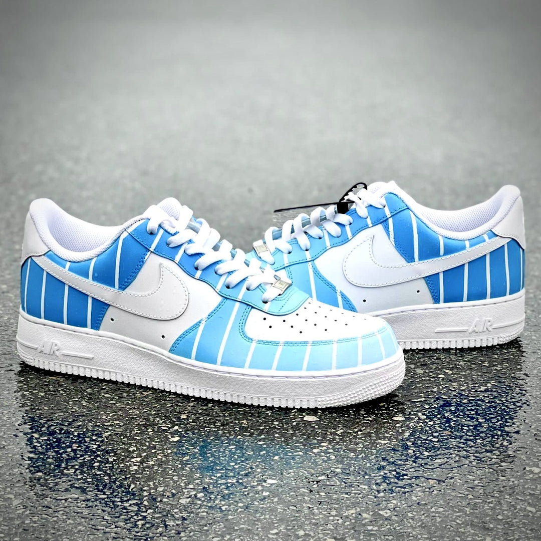 Custom Air Force 1 White Baby Blue With Stripes