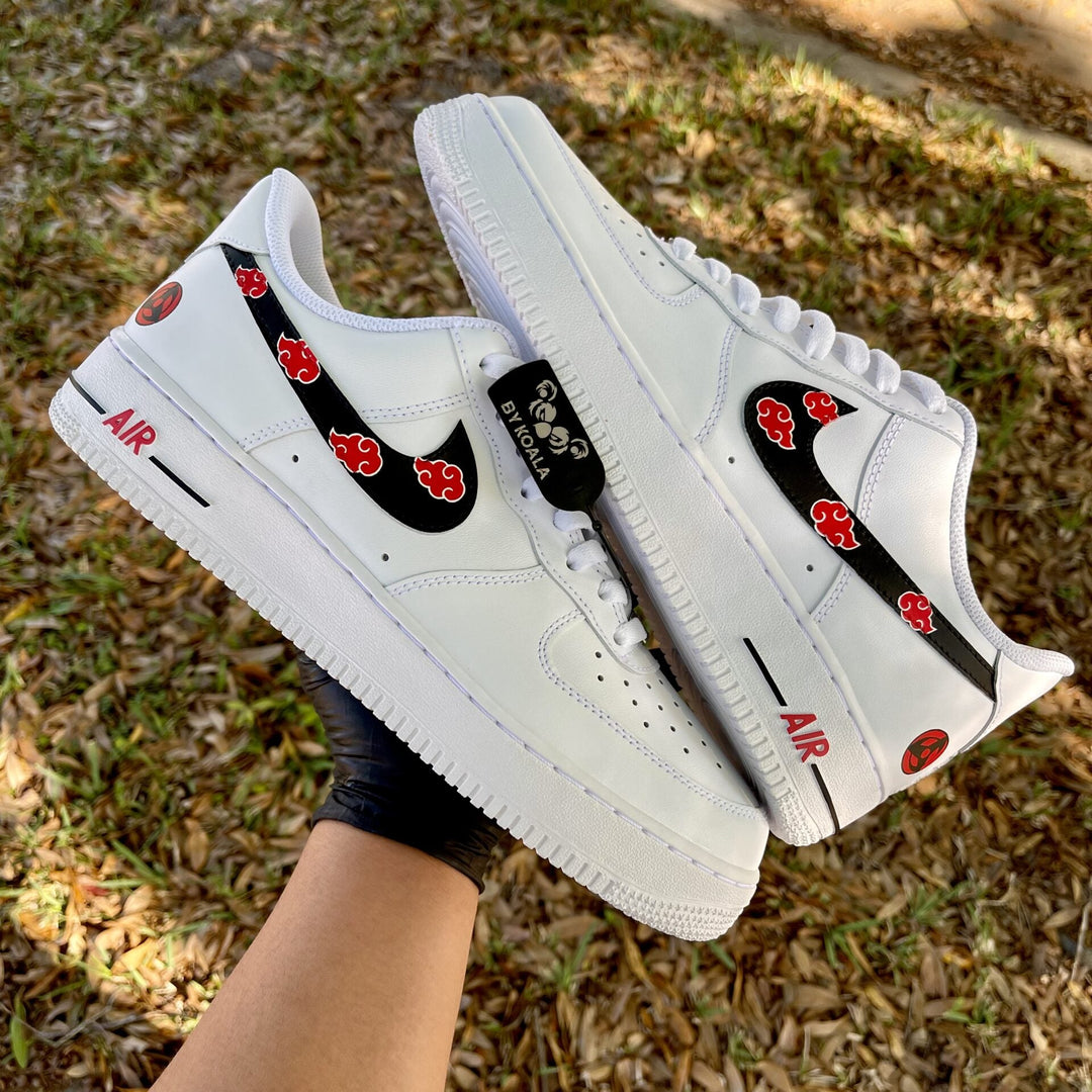 Custom Air Force 1 White Black And Red Cloud Patterns