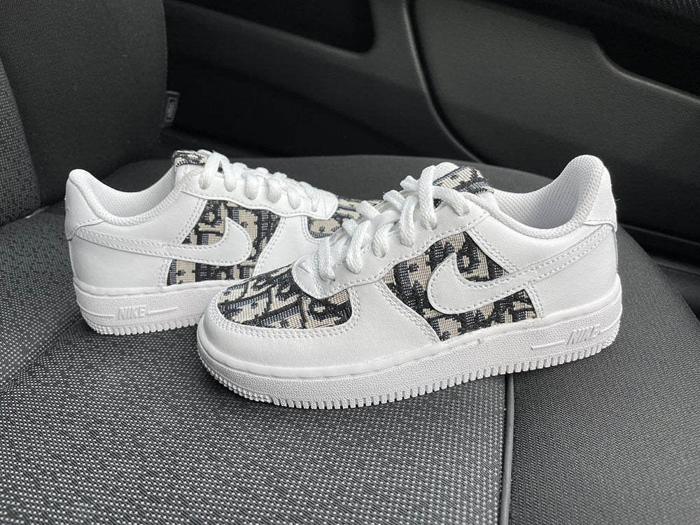 Custom Air Force 1 White Black Dior Logo