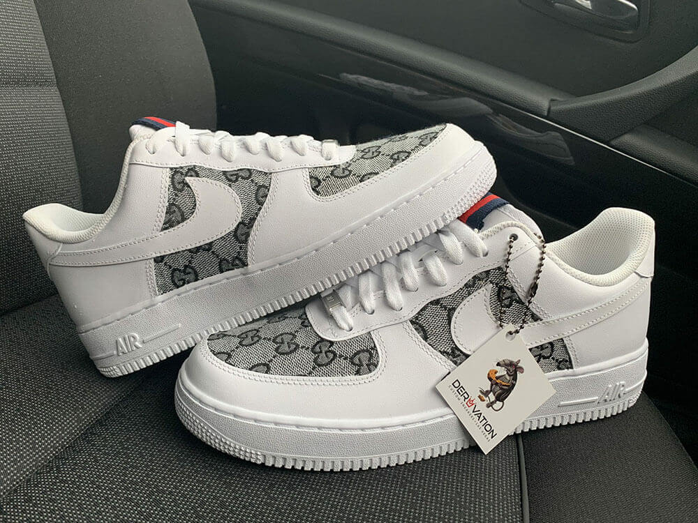 Custom Air Force 1 White Black GG Pattern
