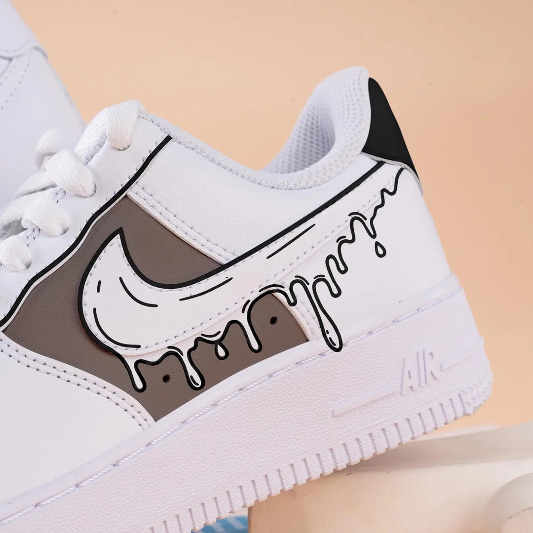 Custom Air Force 1 White Black With Drip Pattern