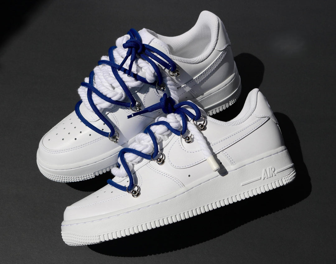 Custom Air Force 1 White Blue Laces