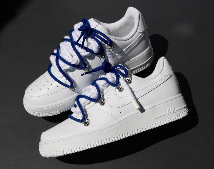 Custom Air Force 1 White Blue Laces