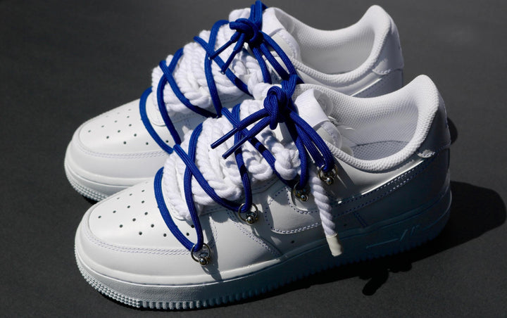 Custom Air Force 1 White Blue Laces