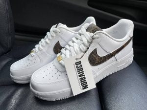 Custom Air Force 1 White Brown LV Logo