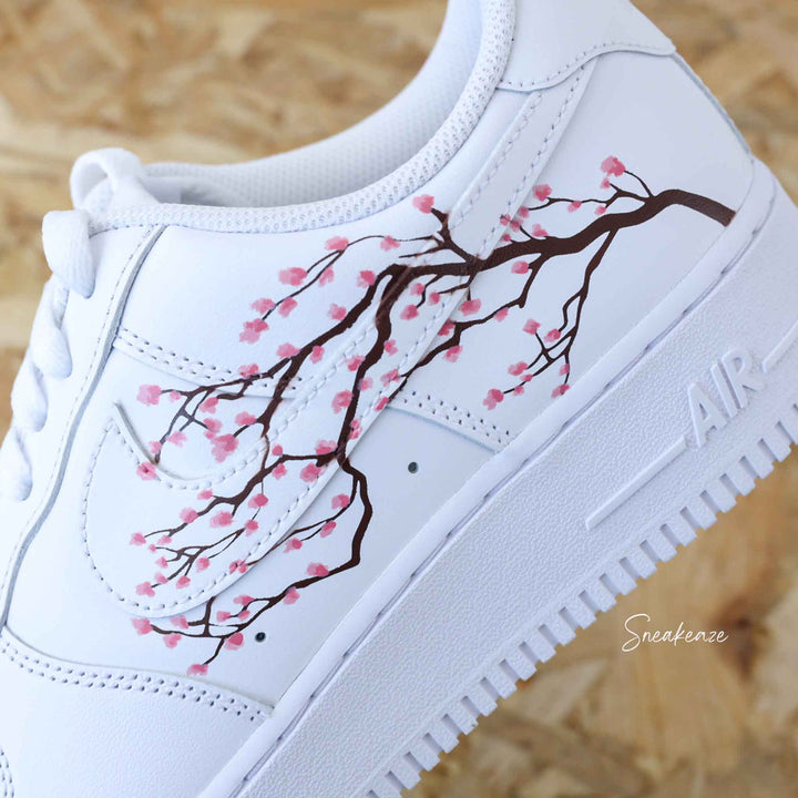 Custom Air Force 1 White Cherry Blossom Design