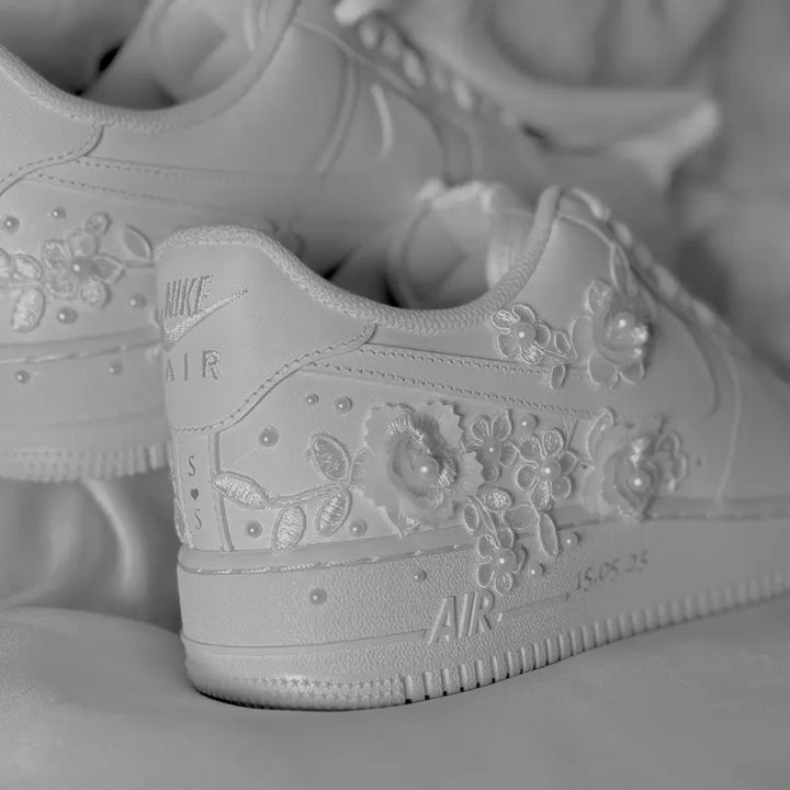 Custom Air Force 1 White Floral Embellishments