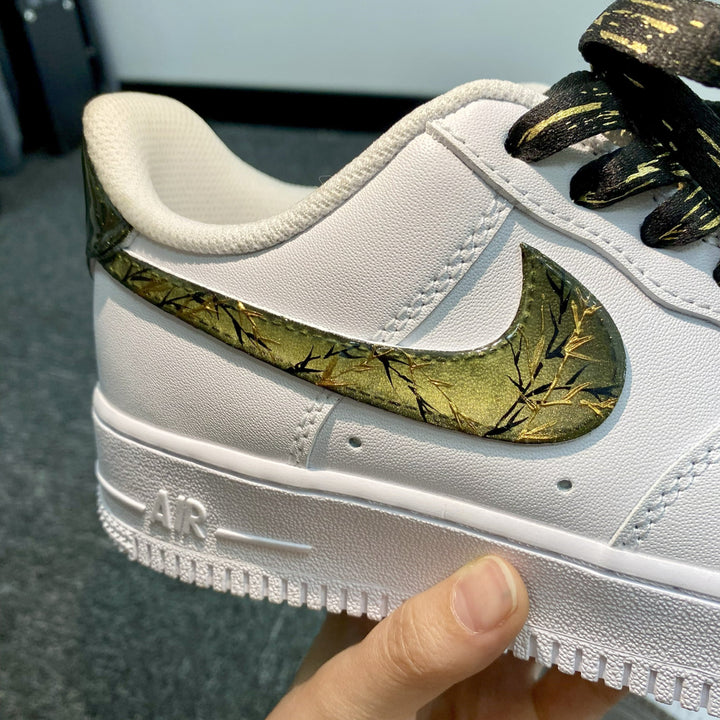 Custom Air Force 1 White Gold Cracked Pattern With Gold Splashes
