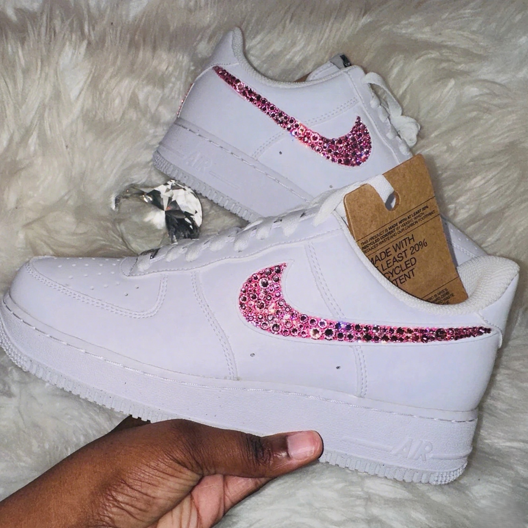 Custom Air Force 1 White Pink Glitter