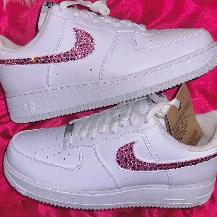 Custom Air Force 1 White Pink Glitter