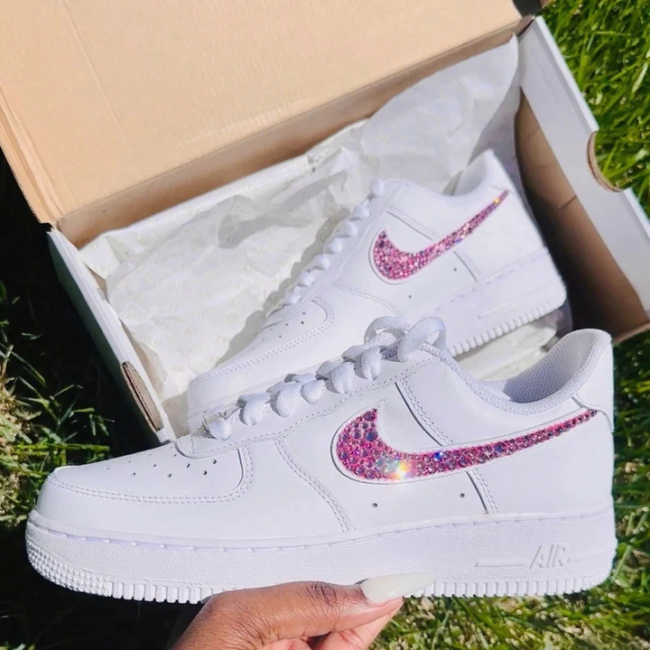 Custom Air Force 1 White Pink Glitter