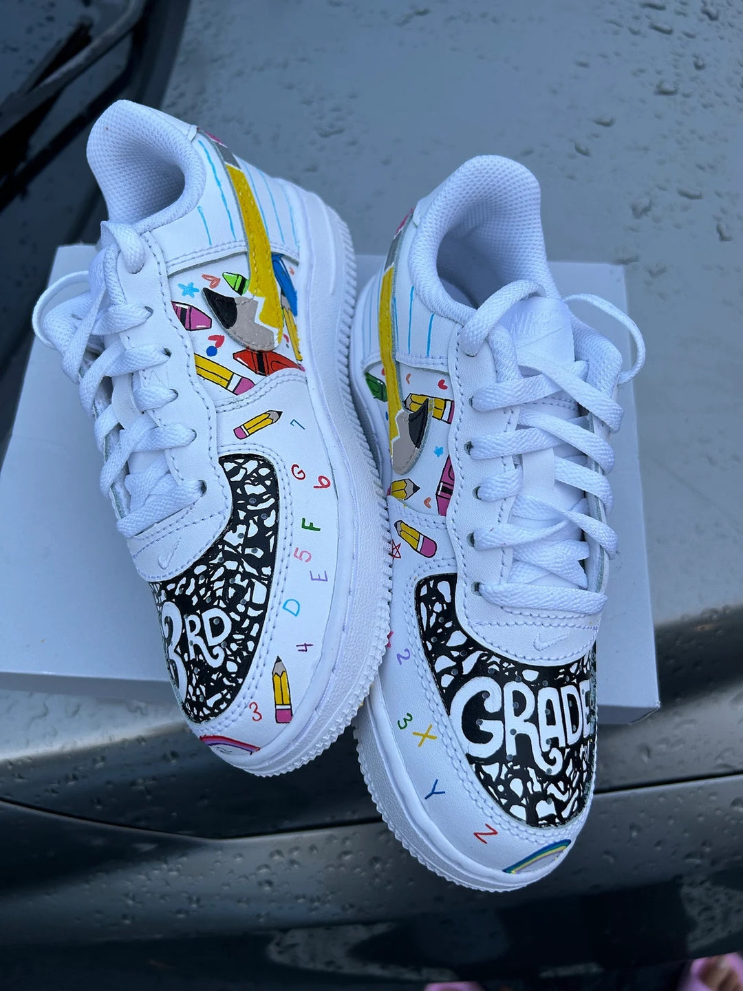 Custom Air Force 1 White School Supplies Pattern