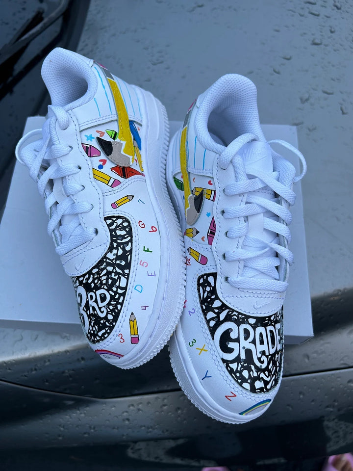Custom Air Force 1 White School Supplies Pattern