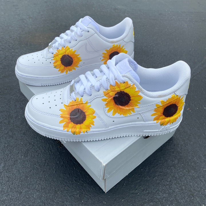 Custom Air Force 1 White Sunflowers
