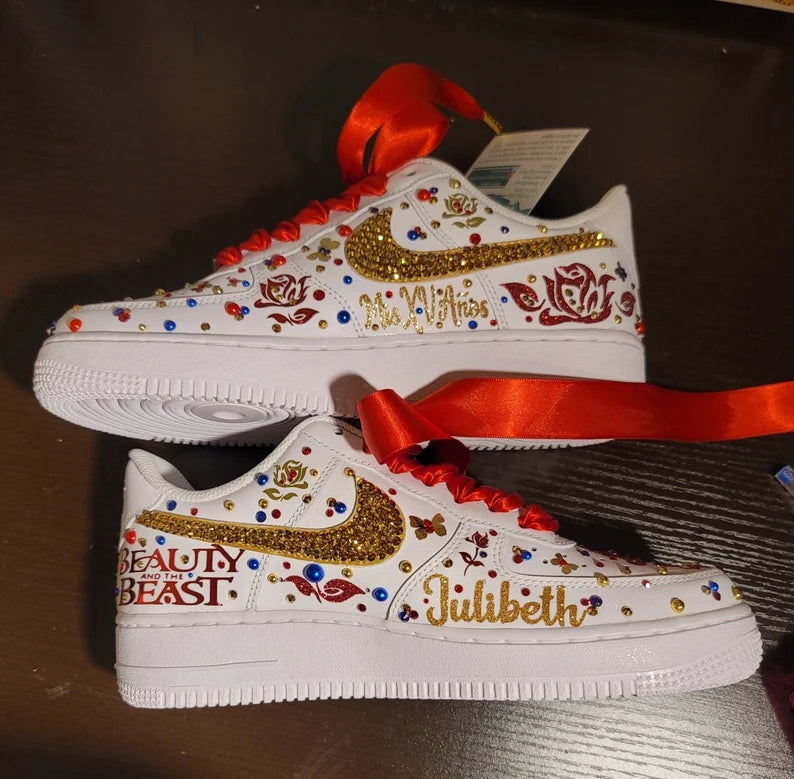 Custom Air Force 1 White with Beauty And Rhinestones