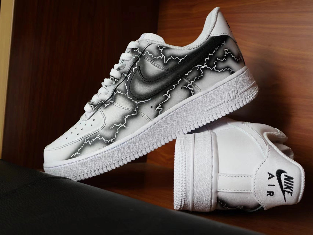 Custom Air Force 1 White With Black Lightning