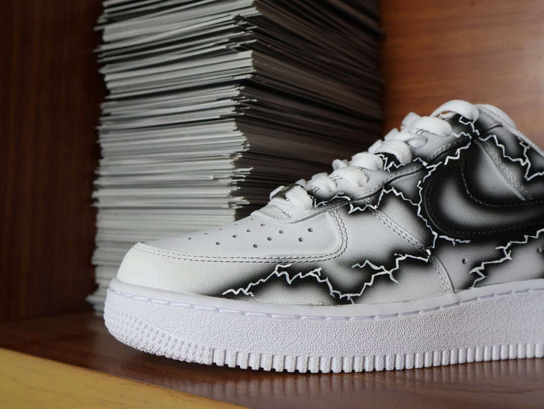 Custom Air Force 1 White With Black Lightning