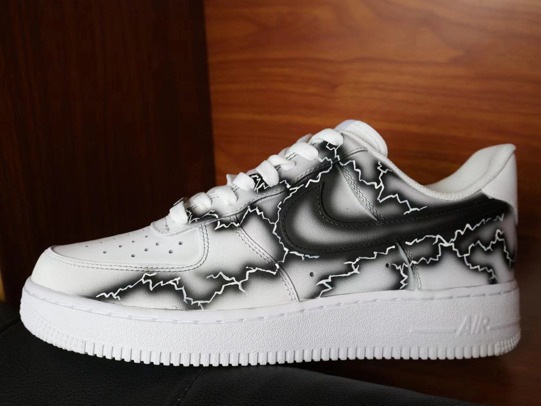 Custom Air Force 1 White With Black Lightning