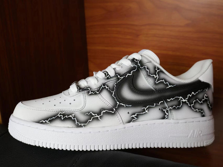 Custom Air Force 1 White With Black Lightning
